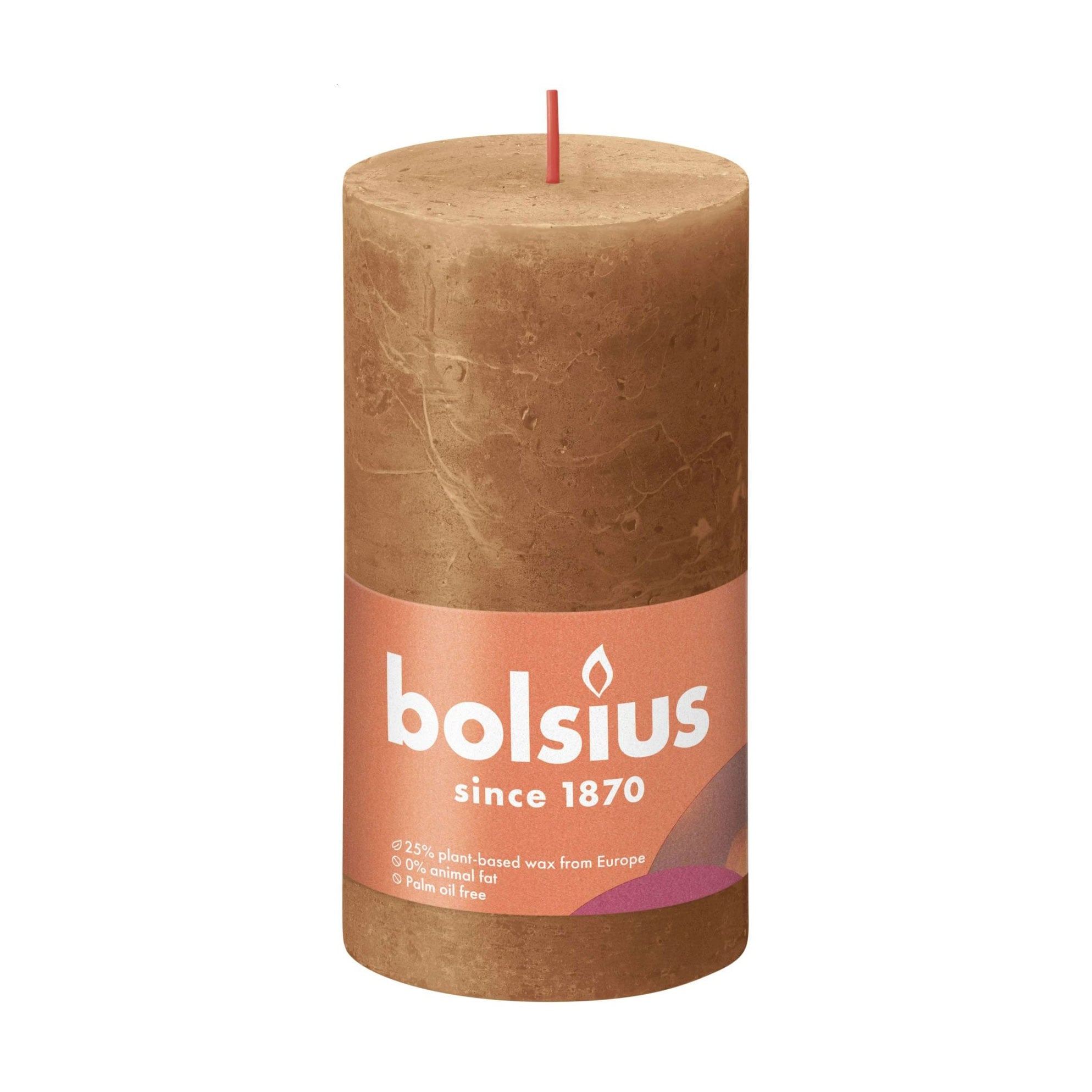 Циліндрична свічка Bolsius Rustic Shine Пряно-коричнева, 130*68 мм